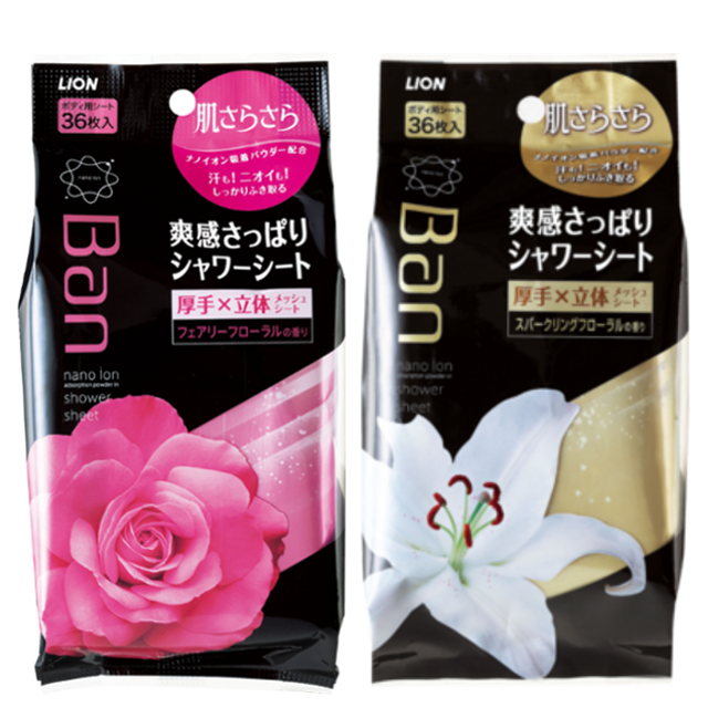 Ban 爽感さっぱりシャワーシート(パウダーinタイプ:フェアリーフローラル / スパークリングフローラル)